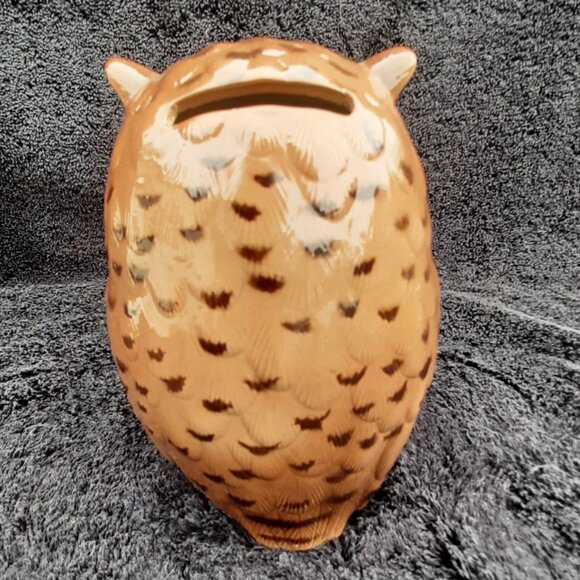 Otagiri Mid Century OMC Japan Owl Bird Piggy Hand Painted 5" Ceramic Coin Bank - Picture 6 of 8
